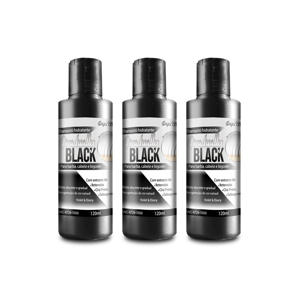 Kit Shampoos Escurecedor Para Cabelos Grisalhos Gradually Black