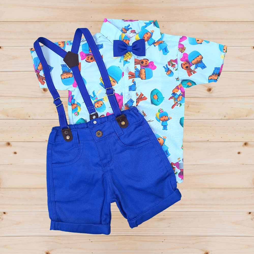 Roupa infantil de menino do pocoyo. Roupa completa para aniversário do pocoyo. Fantasia do pocoyo