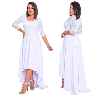 Vestido de Noiva Simples Mullet Liso Sonia Anair