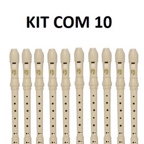 Flauta Doce Barroca Soprano Dó Abs Dolphin Tipo Yamaha Kit 10 Uni