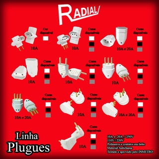 Plugue Tomada 2 Pinos e 3 Pinos 10A/20A Radial