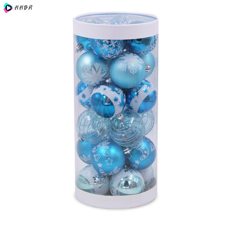Bolas De Natal De Desenho Azul De 24pçs 6cm Para Pendurar Na Árvore De Natal  | Shopee Brasil