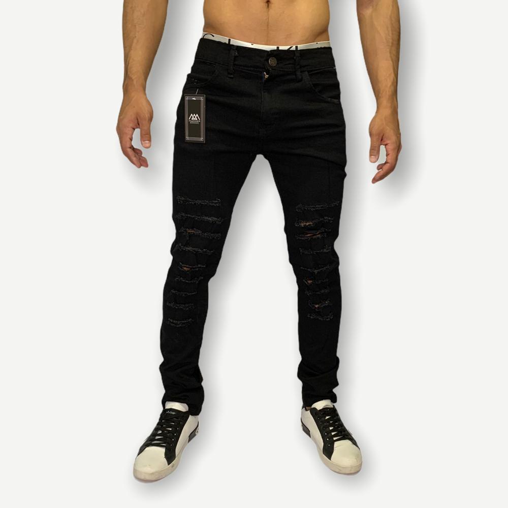 Calça Jeans Masculina Slim rasgada Elastano Original Promoção frete grátis pronta entrega