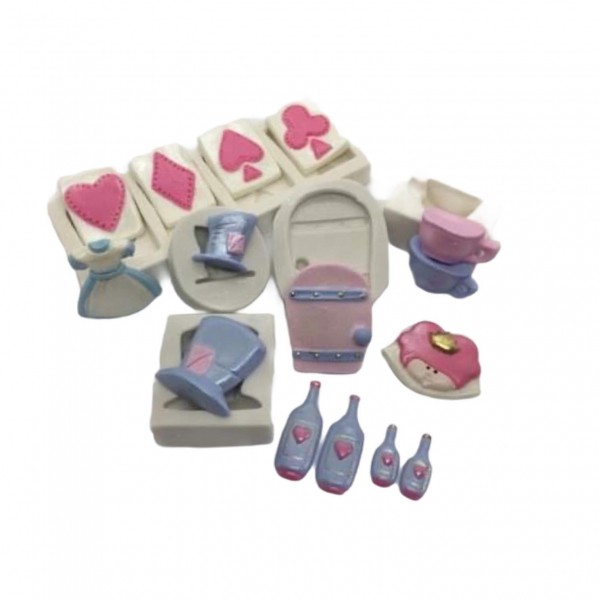 Molde De Silicone Kit Alice No País Das Maravilhas Molde Para Confeitaria Molde Para Biscuit 673