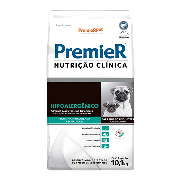 Ração Premier Nutrição Clínica Hipoalergenico para Cães de Pequeno Porte Sabor Proteina Hidrolisada e Mandioca - 10,1Kg em Oferta na Shopee