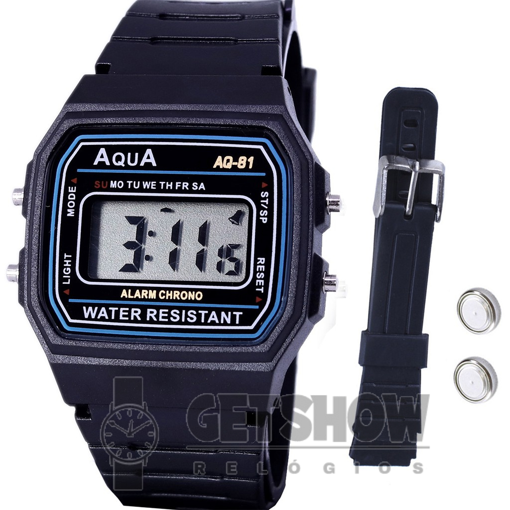 Relógio Masculino Aqua Digital Esportivo Unissex a Prova Dagua mais pulseira e pilha