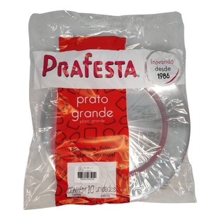Prato Redondo Grande Refeição Acrílico Cristal - 10 unidades - Prafesta