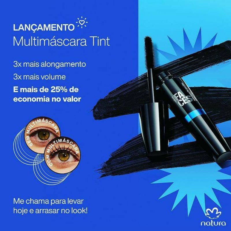 MÁSCARA PARA CÍLIOS NATURA - MULTIMÁSCARA TINT PARA CÍLIOS À PROVA D'ÁGUA  FACES | Shopee Brasil