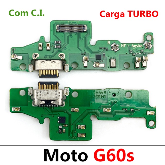 Conector Carga Usb - Placa - Compatível com Celular Motorola Moto G60S com CI Turbo de Carga Rapida