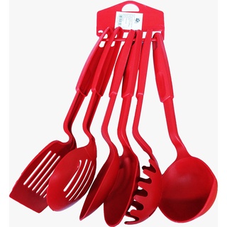 Kit Talheres De Plástico Para Cozinha C/6 Pçs Vermelho