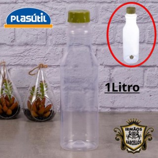 Kit Garrafa De Plástico Retro 1 Litro Transparente - Garrafinhas De Água Plasutil