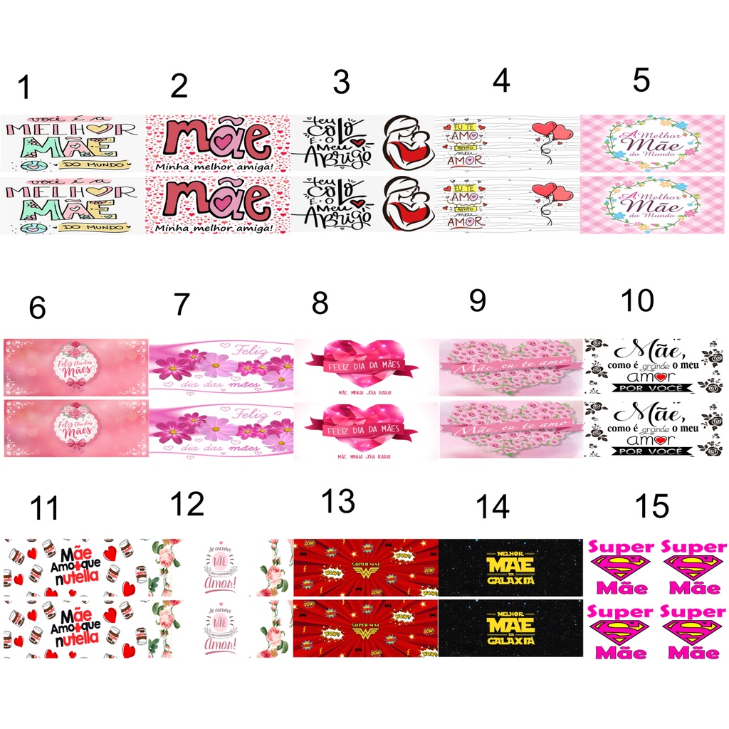 45 Estampas Impressas Prontas Sublimação Dia Das Mães Caneca Almofada 20x20 Kit 2