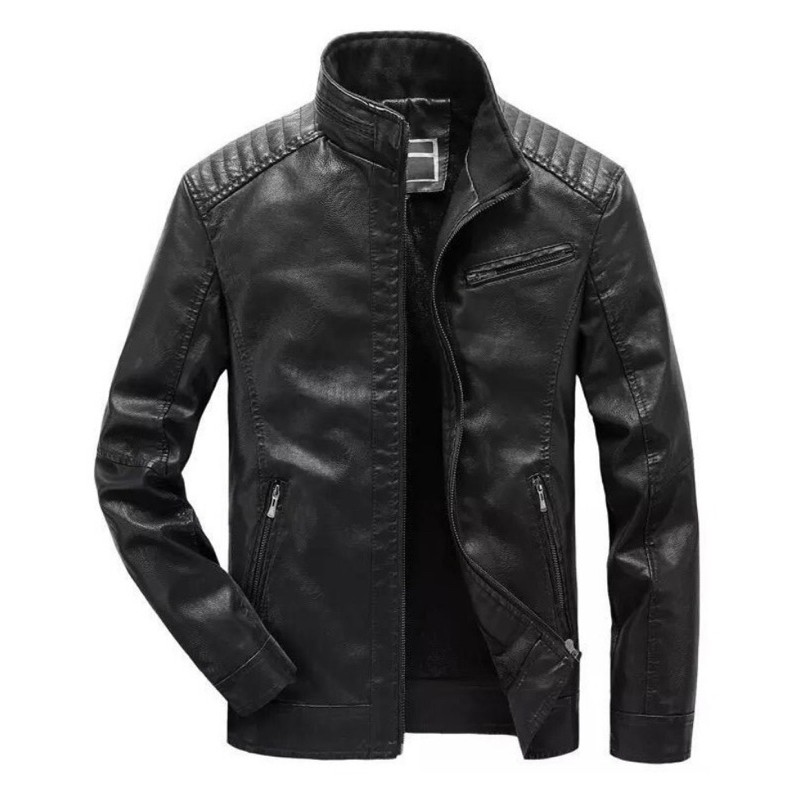 Jaqueta de couro masculina preta e marrom café promoção pronta entrega