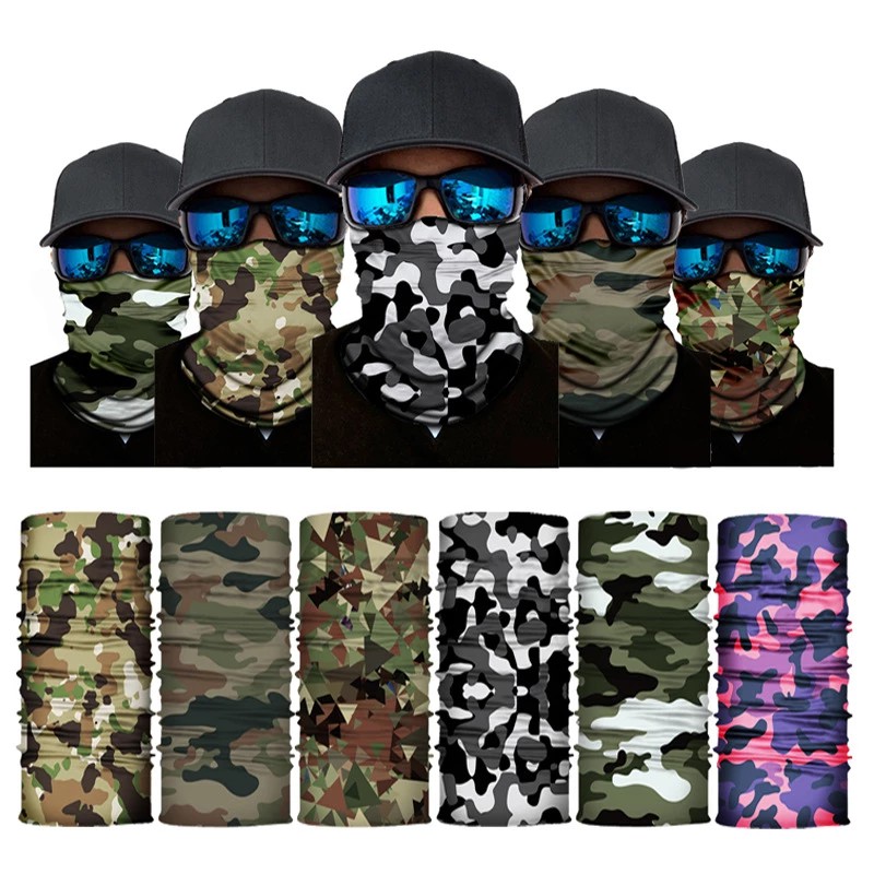 Camuflagem Bandana Cachecóis De Poliéster Respirável Máscara Facial Aquecida Com Pescoço À Prova De Vento Acampamento Caminhada Lenço De Cabeça Mágico