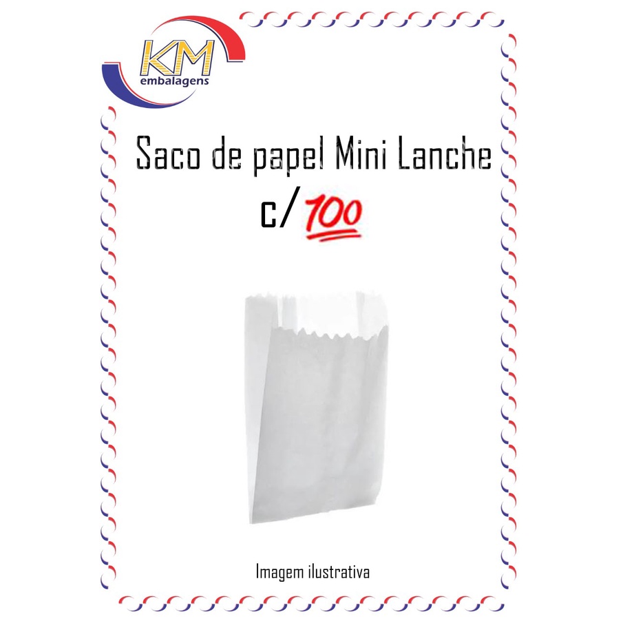 Saco de papel mini lanche c/100 unid. - 7 x 13 cm - lanchinho, saquinho de papel, pipoca