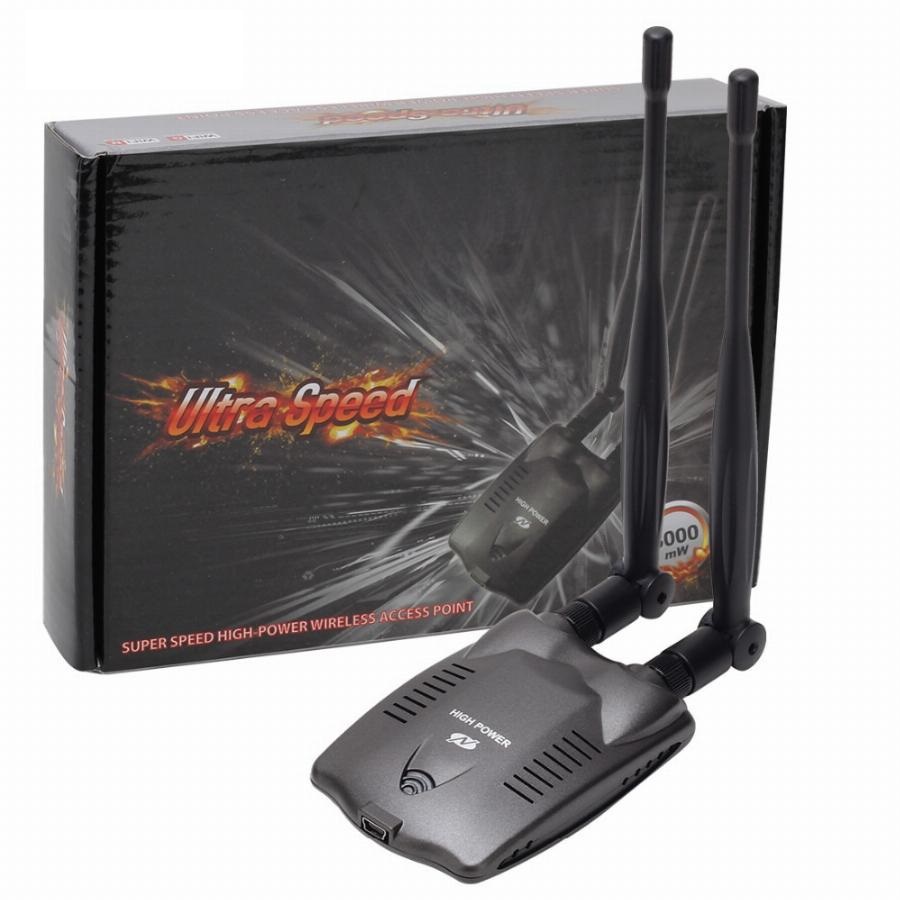 Adaptador Usb wireless High Power, Dupla Antena 5dbi wi-fi, Chipset Realtek RTL8192FU, Kali Linux, Wifi, taxa de transmissão de 300mbps na frequência 2.GHz, monitoramento e injeção de pacotes, pentesting, pentester, pentest