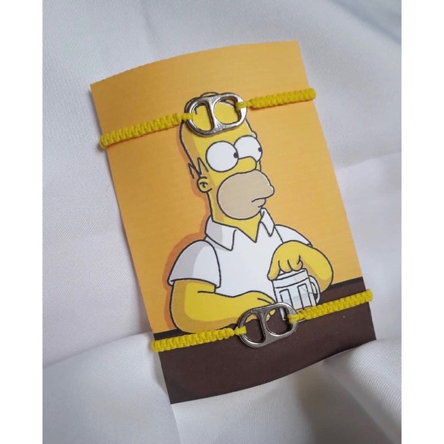 Pulseira casal amizade Os Simpsons- Homer Simpson pingente lacre de latinha
