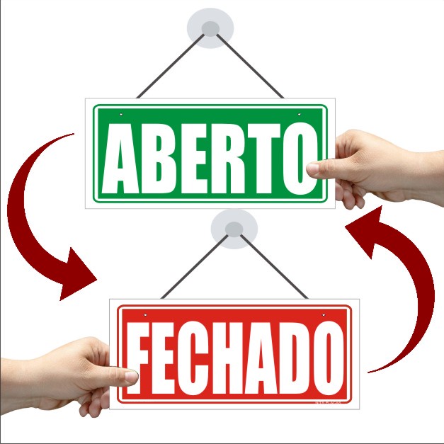 Placa ABERTO e FECHADO - para loja empresa escritorio em Oferta na Shopee