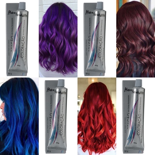 Tinta Coloração Azul + Violine Roxo + Marsala + Vermelho