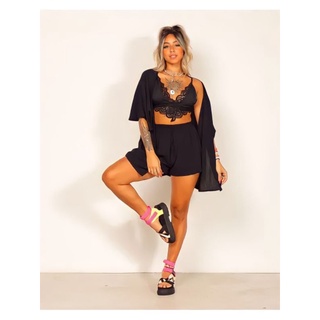 Conjunto Kimono liso duna e viscose