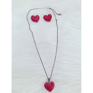 conjunto de bijouterias colar e brinco em strass