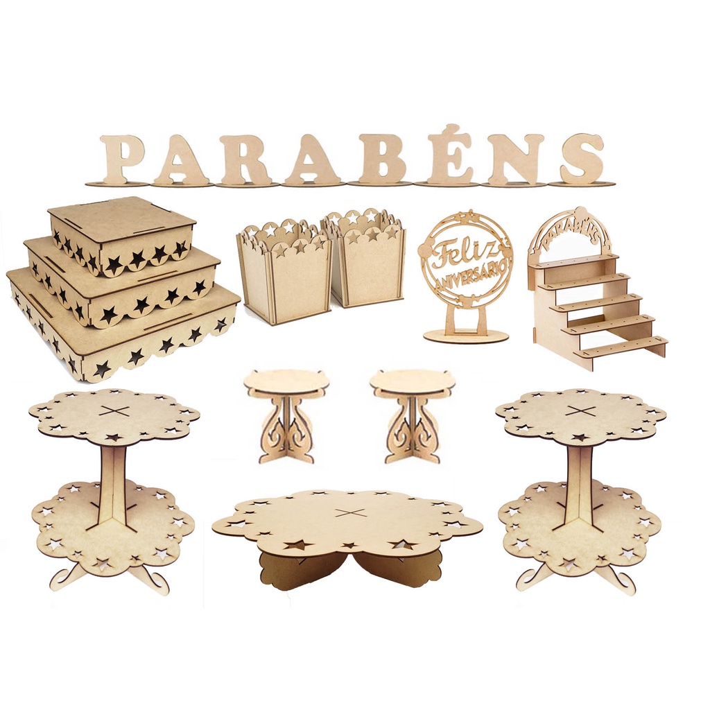 Kit Festa Provençal Estrela Decoração Luxo Completo em mdf 3mm em Oferta na Shopee