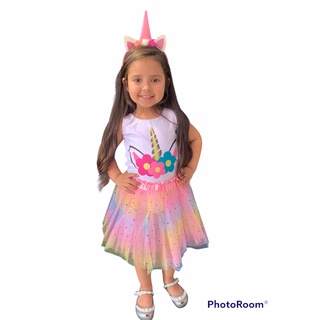 Fantasia unicórnio colorido arco iris a pronta entrega festa a fantasia infantil aniversário Unicornio collor