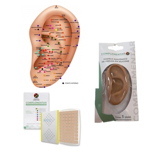 Kit auriculoterapia orelha silicone agulha auricular mapa auricular