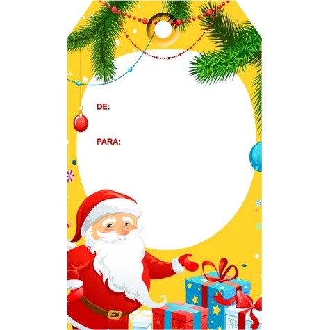 56 pçs de cartão de natal para colocar em sacola ou embalagem, de...  para..., amarelo com papai noel | Shopee Brasil