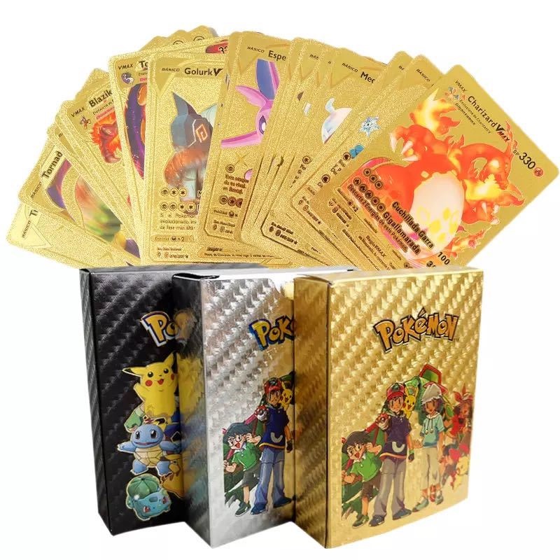 Deck de Pokémon com 55 Super Cartas Douradas de Ouro no Shoptime
