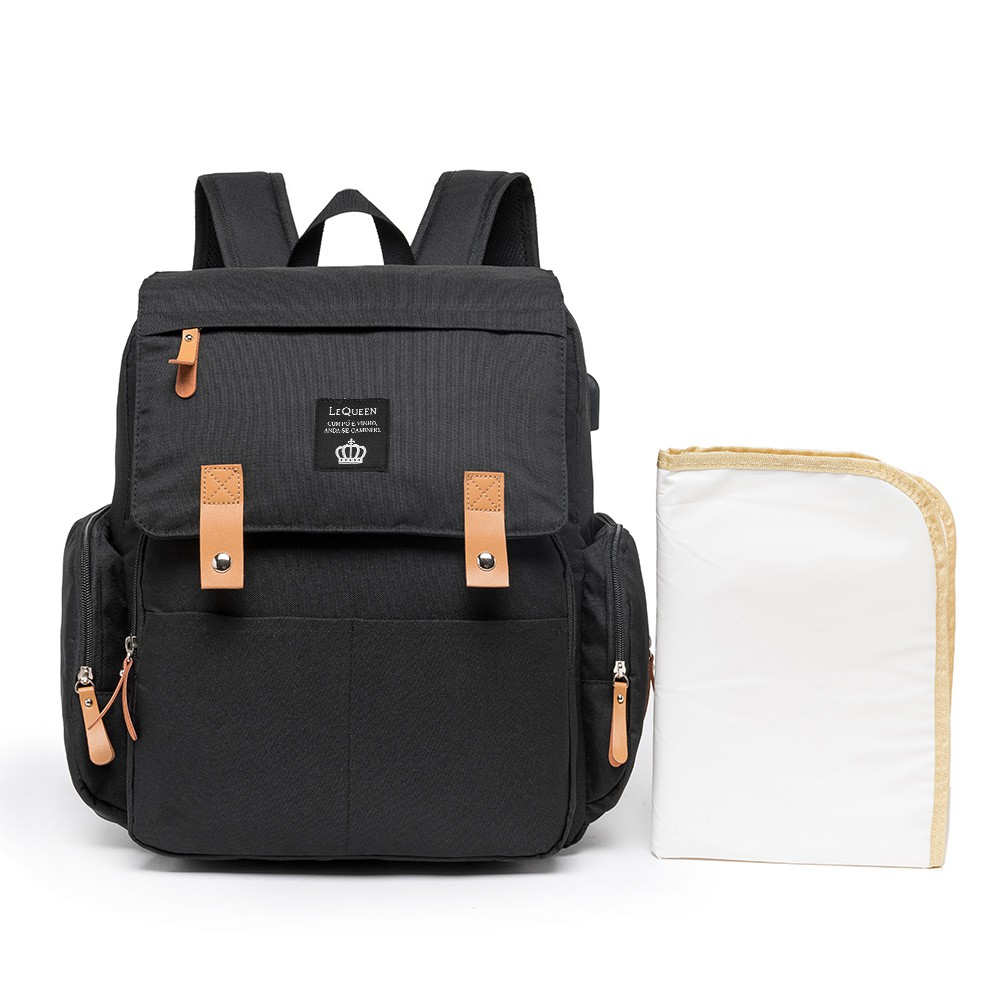 Bolsa Mochila Saída Maternidade Lequeen Multifuncional Grande Encaixe Trocador Lequeen