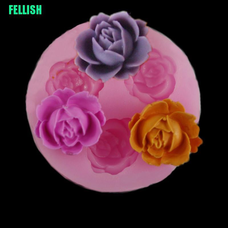 (Fel) Molde / Forma De Silicone 3d De Flor Rosa Em Silicone Para Bolo / Chocolate / Artesanato / Açúcar