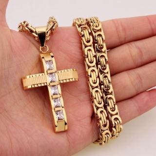 Joia/Pingente Masculino Com De Zircônia Incrustada/Cruzado A Ouro (Sem Corrente)