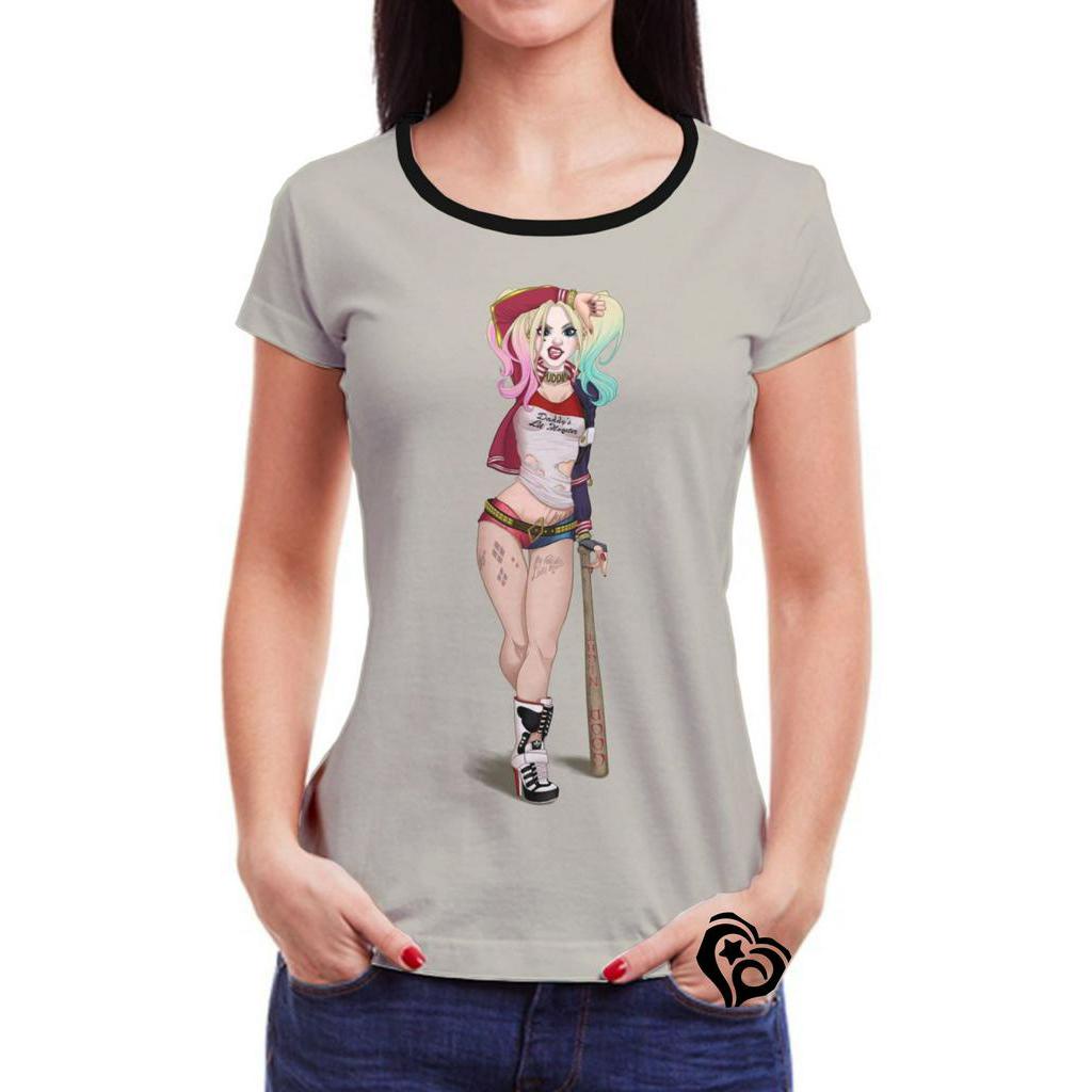 Camiseta da Arlequina coringa Roupa Blusa Esquadrao Suicida Cinza