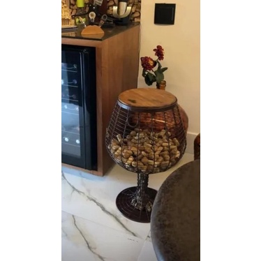 Mesa Para Vinhos Porta Rolha Moderno Rústico De Ferro Centro