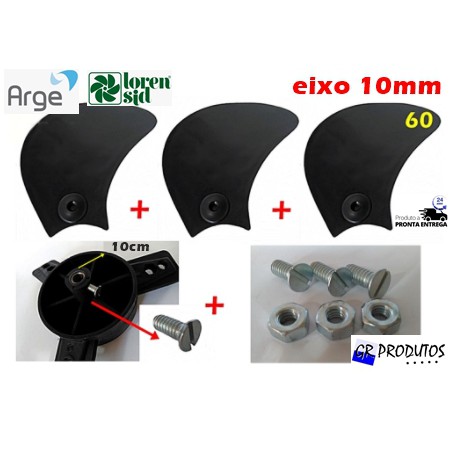 Hélices / Pás Loren Sid/arge Max 60cm 60 eixo 10mm 3 Pás Preto Completo