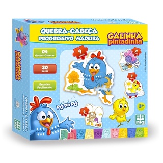 Quebra Cabeca Galinha Pintadinha Progressivo em Madeira 30 Pecas Nig Brinquedos em Oferta na Shopee