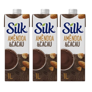 Pack com 3 Unidades Bebida Vegetal Silk Amêndoa e Cacau 1L