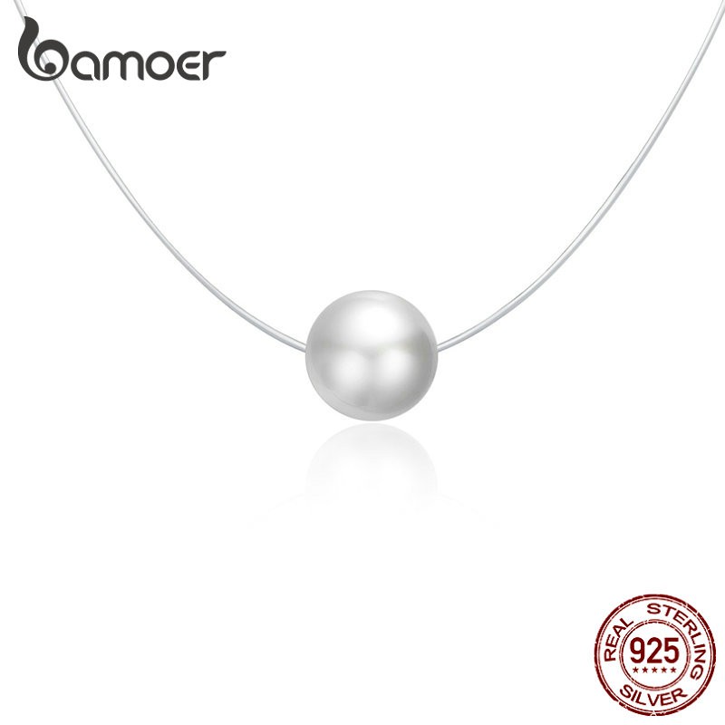 Colar Pingente Bamoer The Pearl Prata 925 SCN372 em Oferta na Shopee
