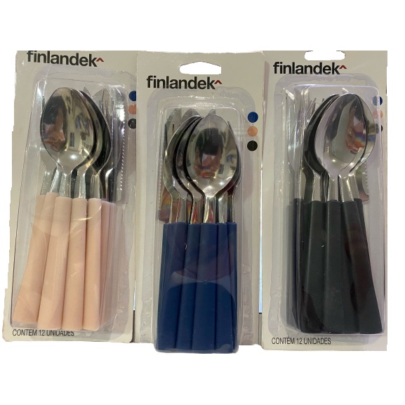 Kit/jogo Talheres, 4 garfos, 4 facas, 4 colheres de sopa 36 peças NO TOTAL Finlandek COMBO 3 UNIDADES