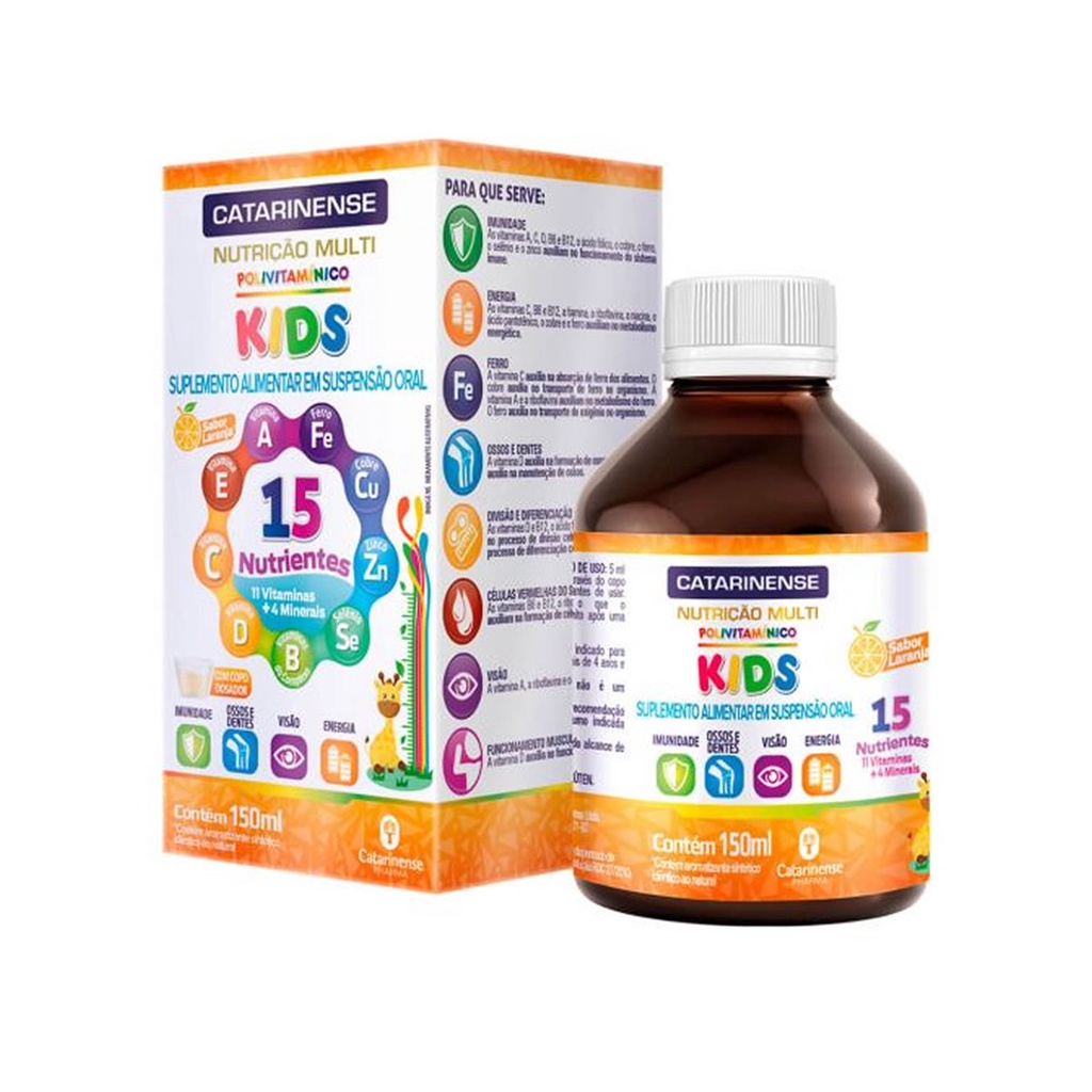 Polivitamínico Kids sabor Laranja 150ml - Catarinense em Oferta na Shopee