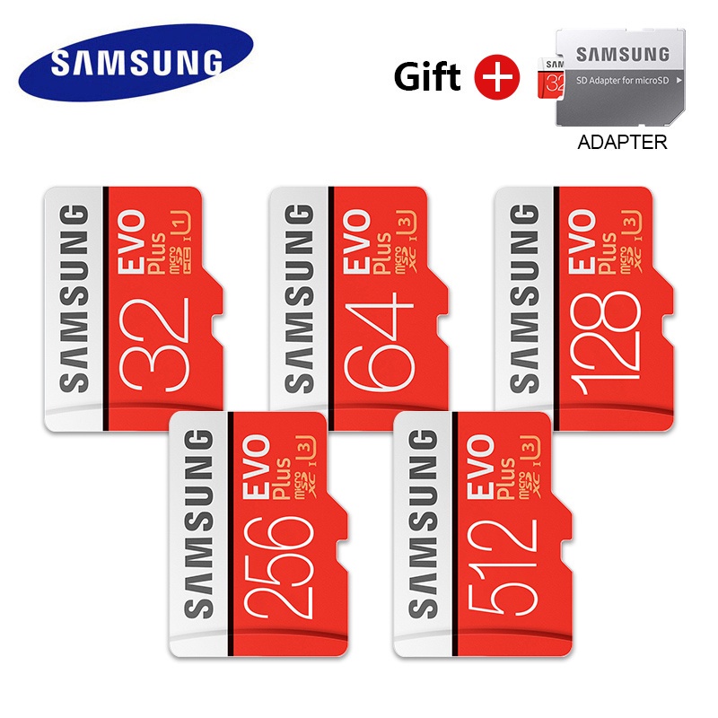 Cartão De Memória SAMSUNG Micro SD 512GB 256GB 128GB 64GB SDXC Grau EVO Plus Classe 10 UHS-3 Cartões TF/Unidade Flash Trans