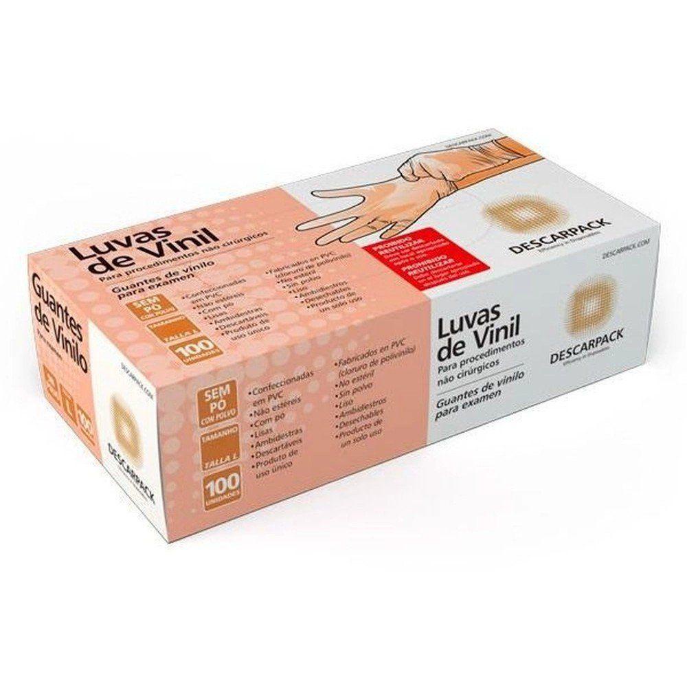 Luva Vinil Descartável Sem Pó C/100 UN