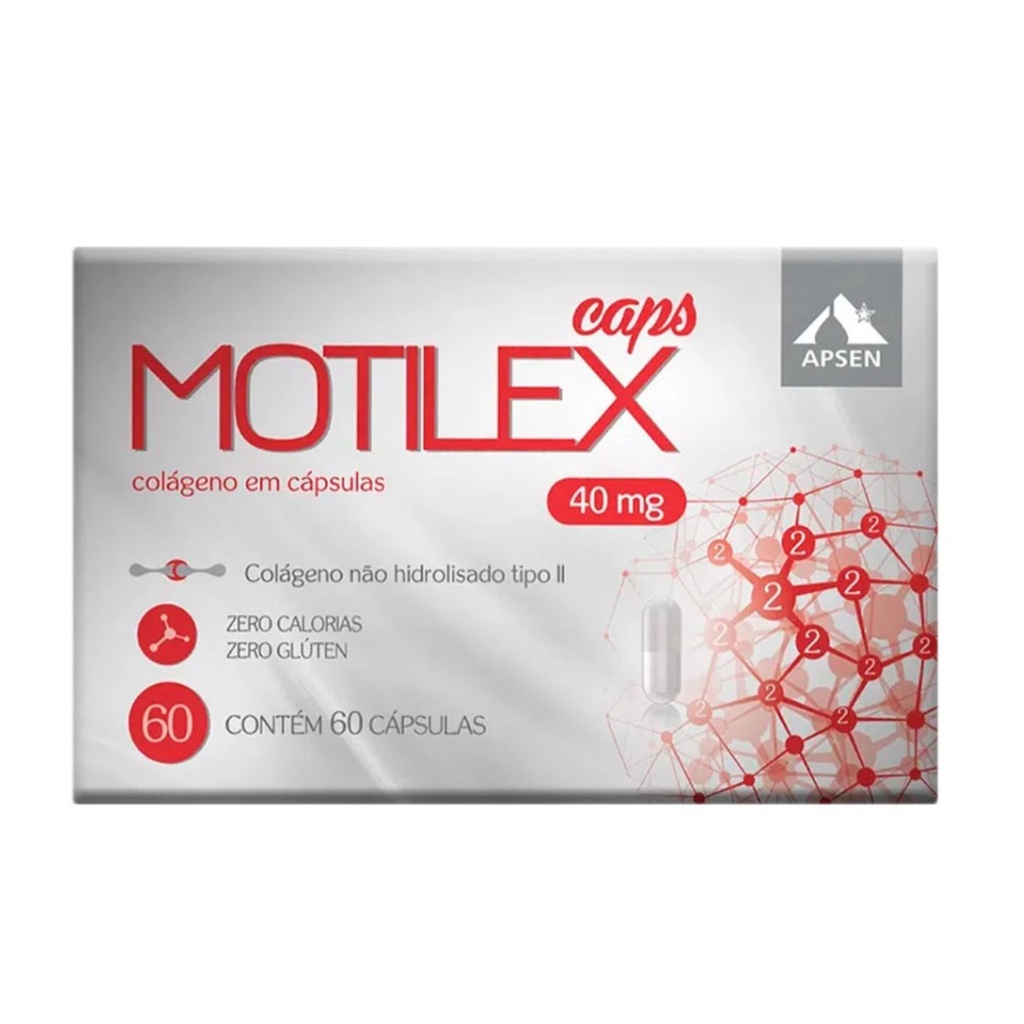 Motilex Caps 40mg Colágeno c/60 Cápsulas não Hidrolisado Tipo ll - Apsen