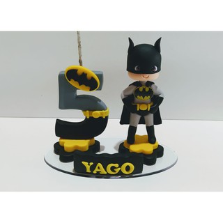 Vela Aniversário Batmam Topo de Bolo Personalizado em Biscuit em Oferta na Shopee