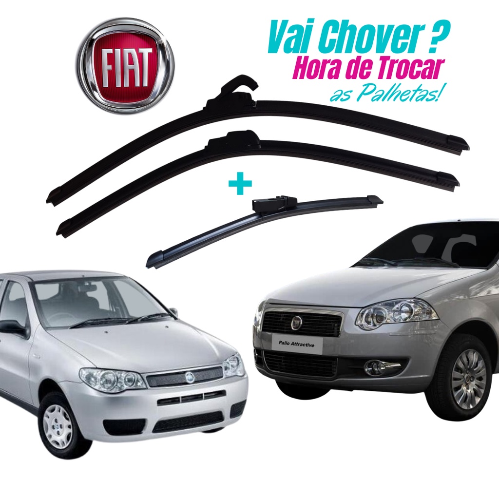 Palheta Limpador Dianteiro + Traseiro Fiat Palio G3 G4 2004 á 2015 em Oferta na Shopee