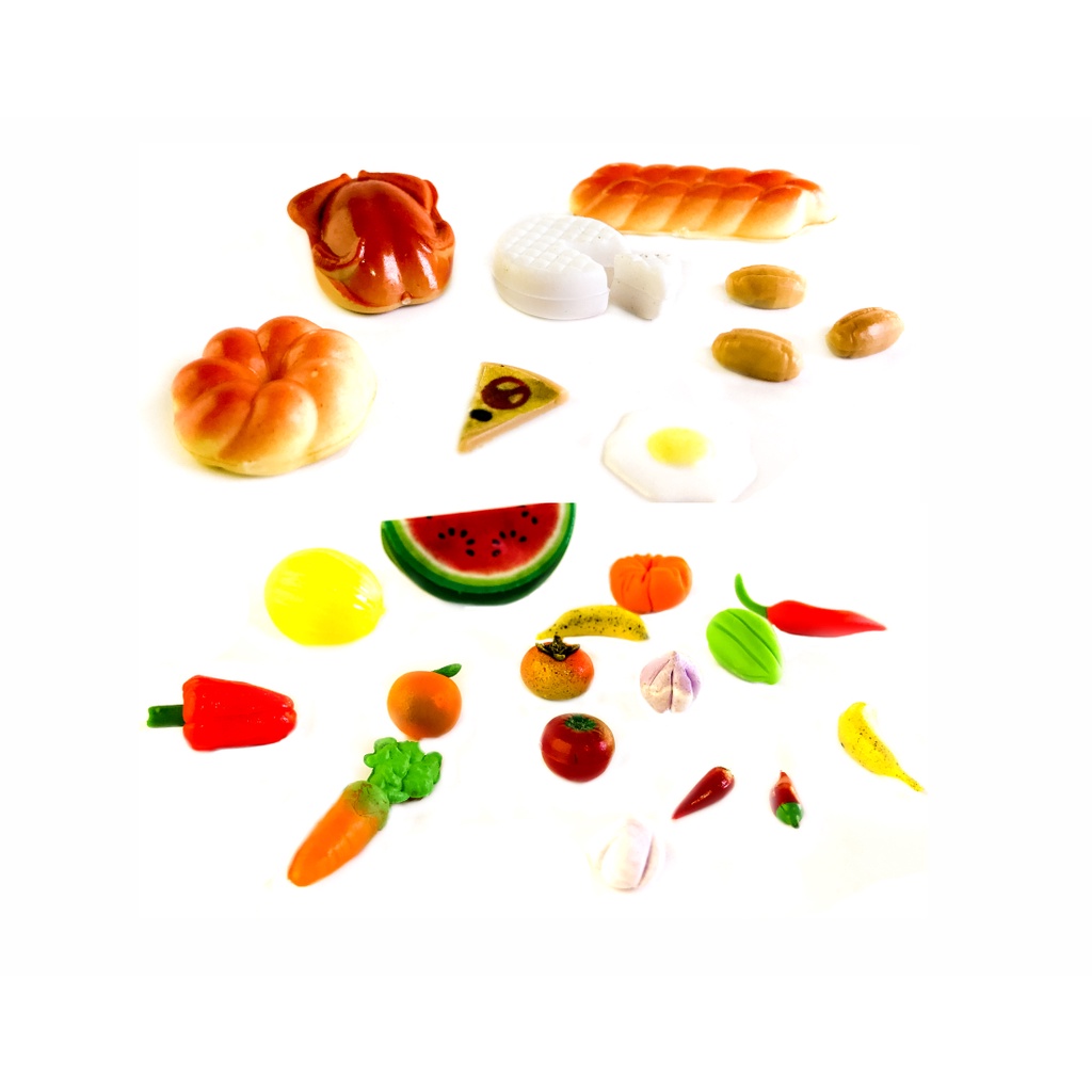 Kit Miniatura de comida salgada frutas legumes - 26 unid comida miniatura CUTEBEE DIY Casa de boneca
