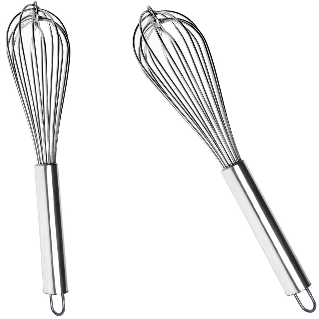 2 Batedor Ovos Fuet Profissional Inox 35cm Reforçado Bolo