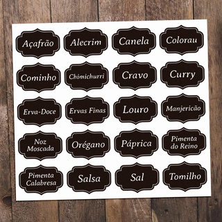 Cartela de Etiquetas Adesivas Para Tempero Pote Organização Cozinha  - 20 etiquetas 5x3,5 cm em Oferta na Shopee