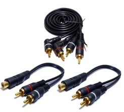 Cabo RCA 1,5 Metros mais 2 Y 2M1F para Crossover Processador Som Automotivo Blindagem Simples Emborrachado Hdmi Anti Ruídos